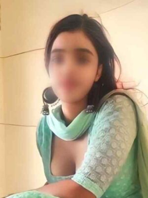 Girl showing cleavage in blurred face